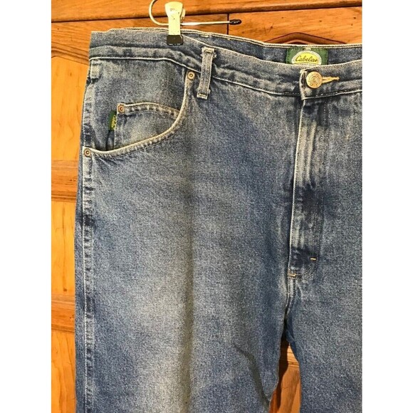 Cabela's Blue Jeans Men's Size 42x28 Brown Flannel Lined Relaxed Denim High Rise - Picture 5 of 11